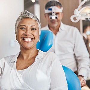 A woman at the dentist
