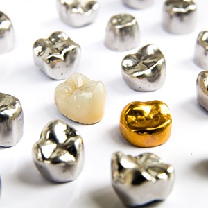 Dental crowns made of various materials