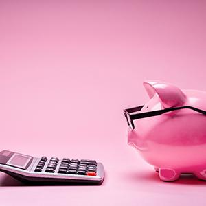 Piggy bank and calculator