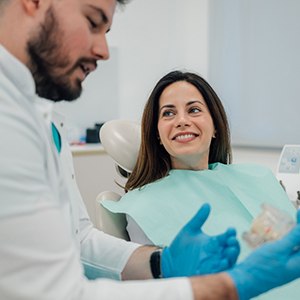 Woman smiling at the dentist