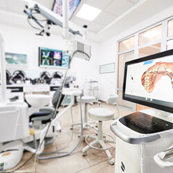 Digital scan of teeth displayed on monitor in dental office
