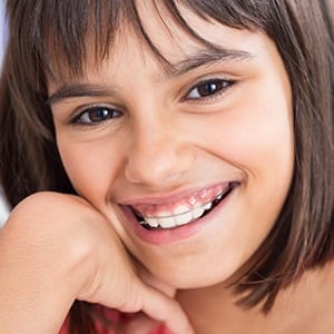 Young girl with braces