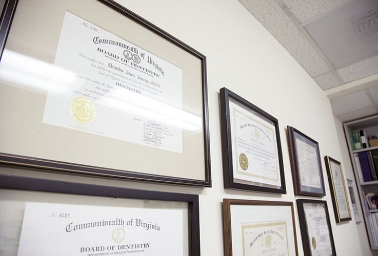 Diplomas on the wall