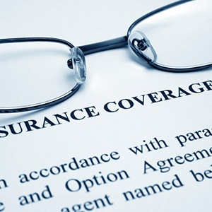 Close-up of important document entitled “insurance coverage info”