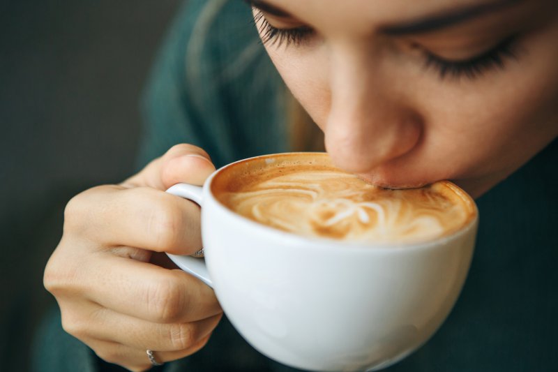 woman drinking coffee.